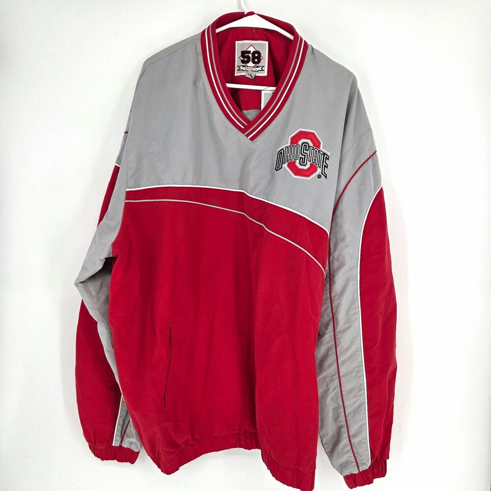 Vintage 58 Sports Ohio State Buckeyes Pullover Jacket Gray/Red Mens 3XL Jacket